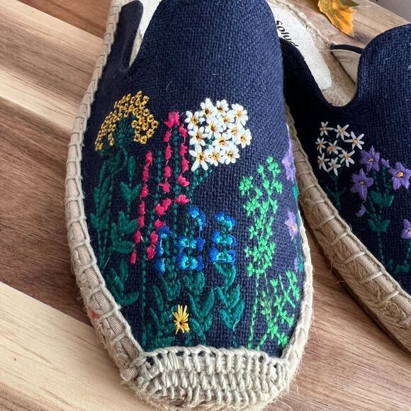 Soludos Wildflower Size US 5.5 M Women's Espadrille Slip-On Mules Midnight Blue - Picture 5 of 12